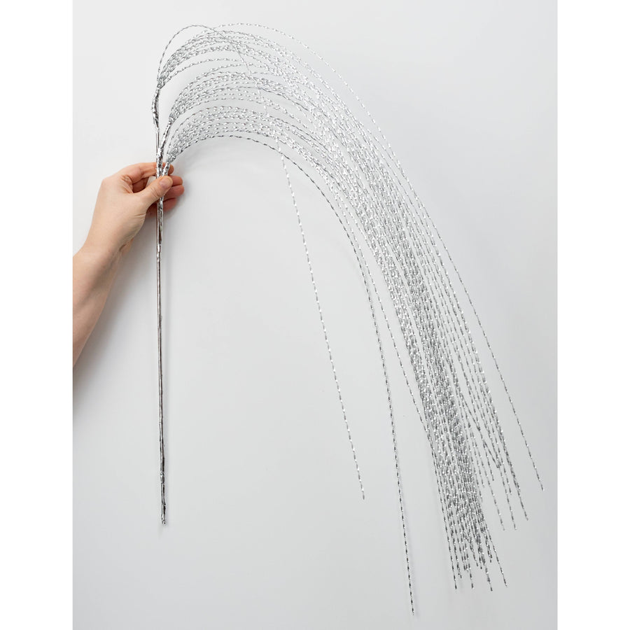 48" Metallic Twisted Grass Spray: Silver