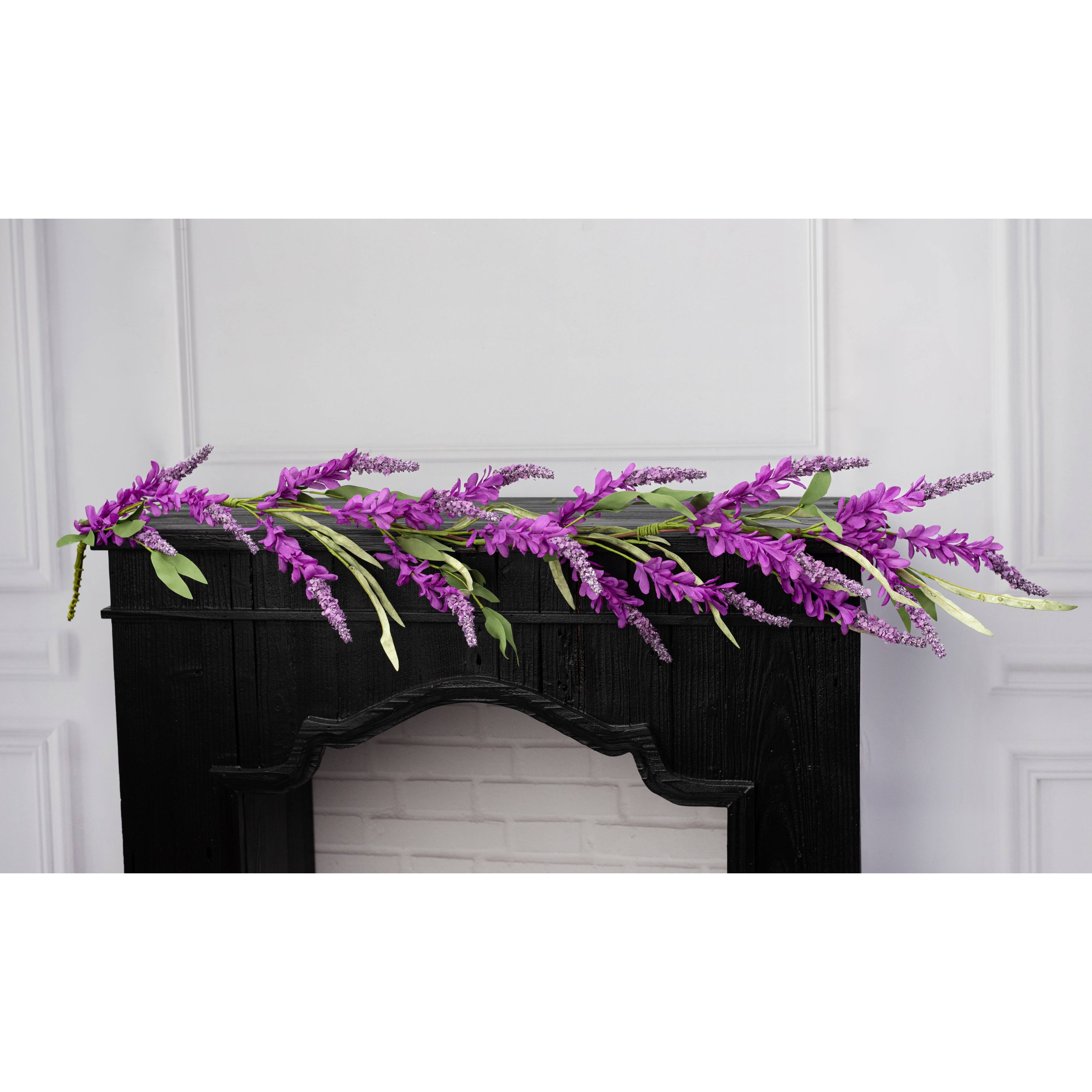 48" Bluebonnet Flowers Garland: Purple Heather Lifestyle Photo