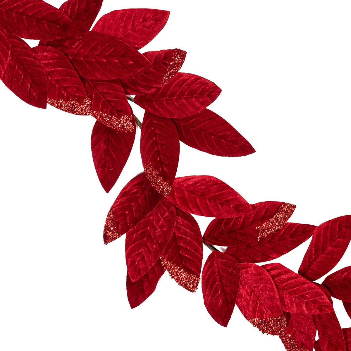 48" Velvet Magnolia Leaves Garland: Red Item Number: 28205