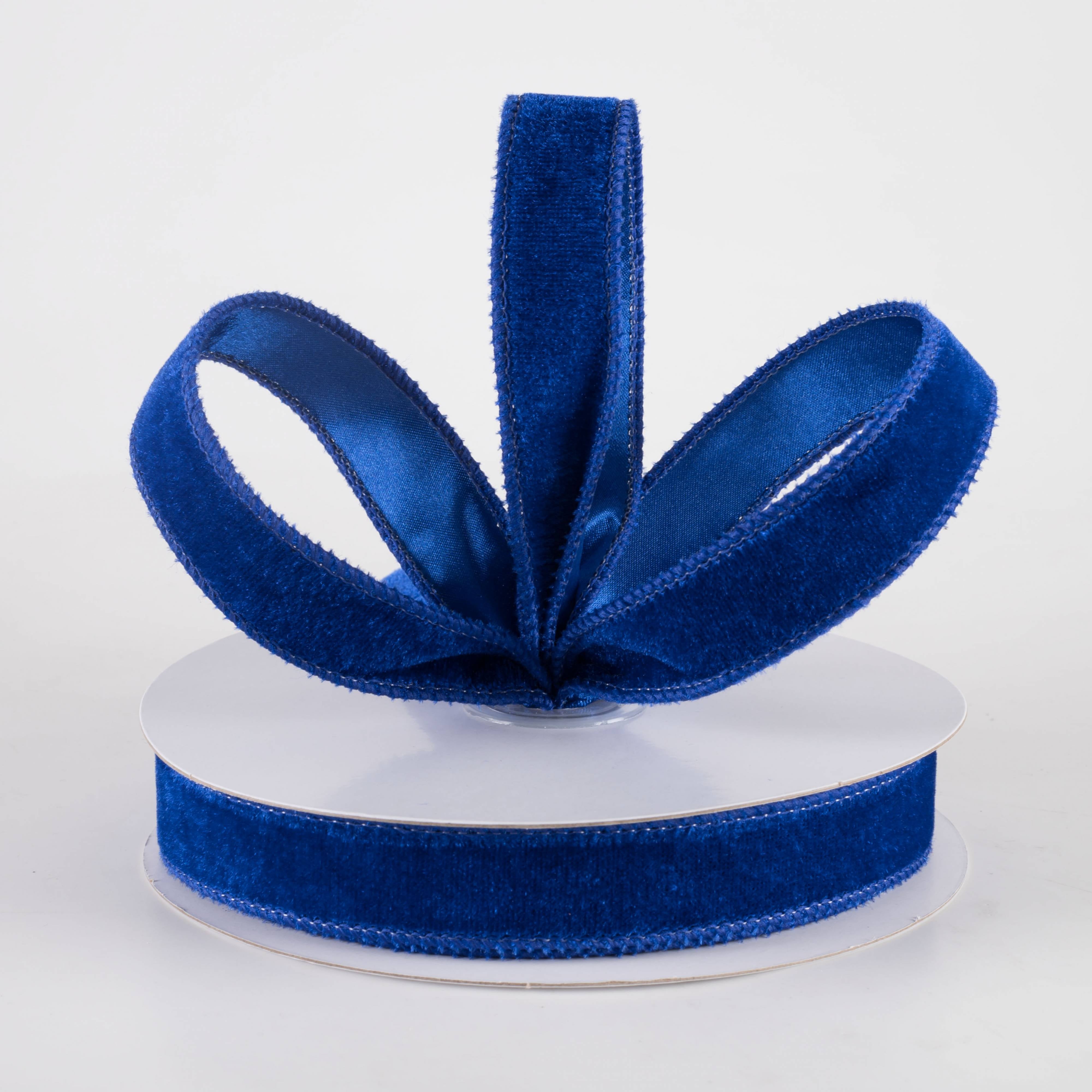 7/8" Deluxe Velvet Satin Backing Ribbon: Royal Blue (10 Yards)