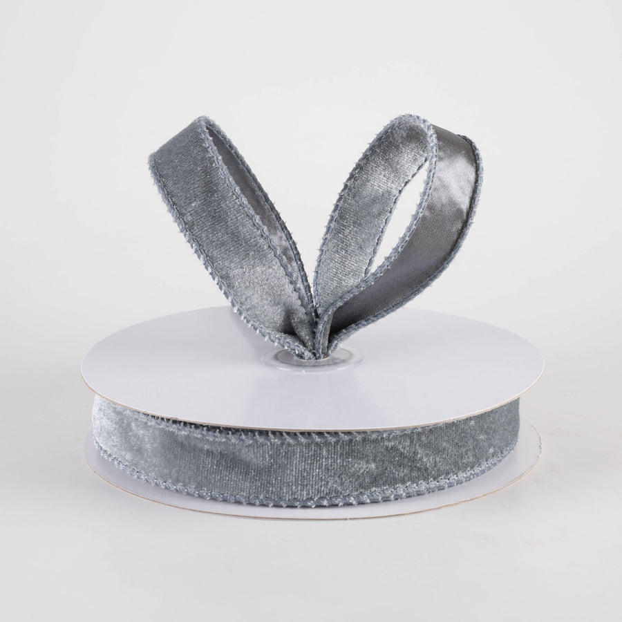 7/8" Deluxe Velvet Satin Backing Ribbon: Dark Grey (10 Yards)