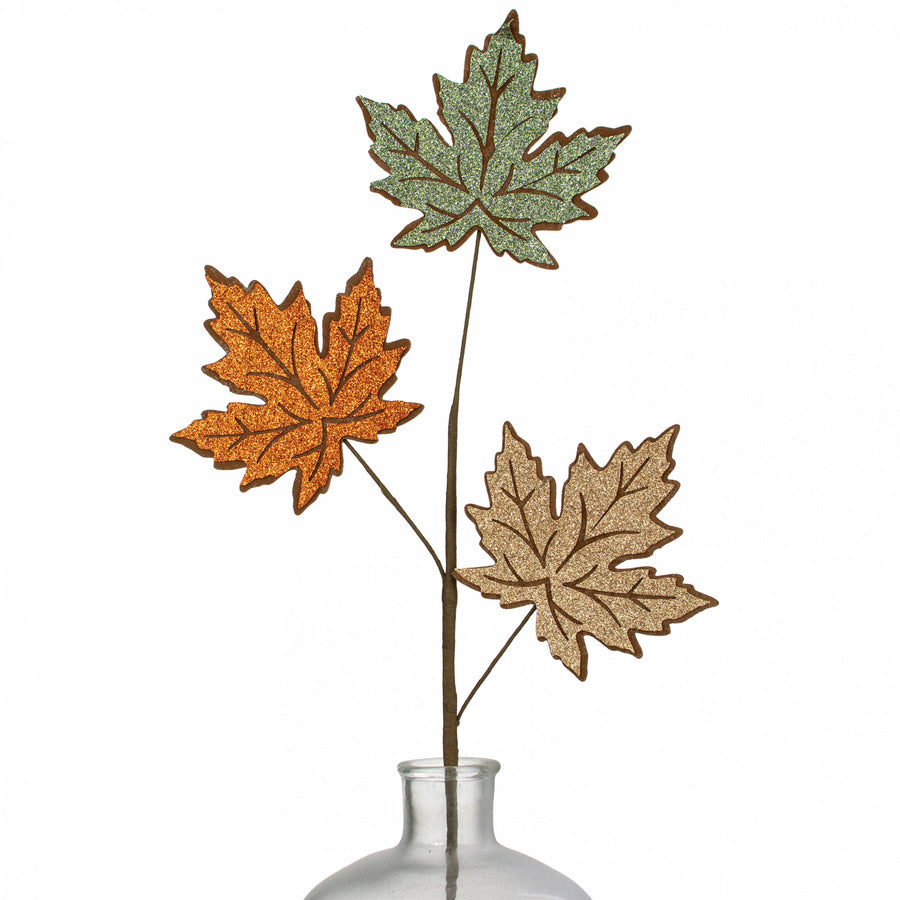 30" Felt & Glitter Maple Leaves Spray: Fall Hues