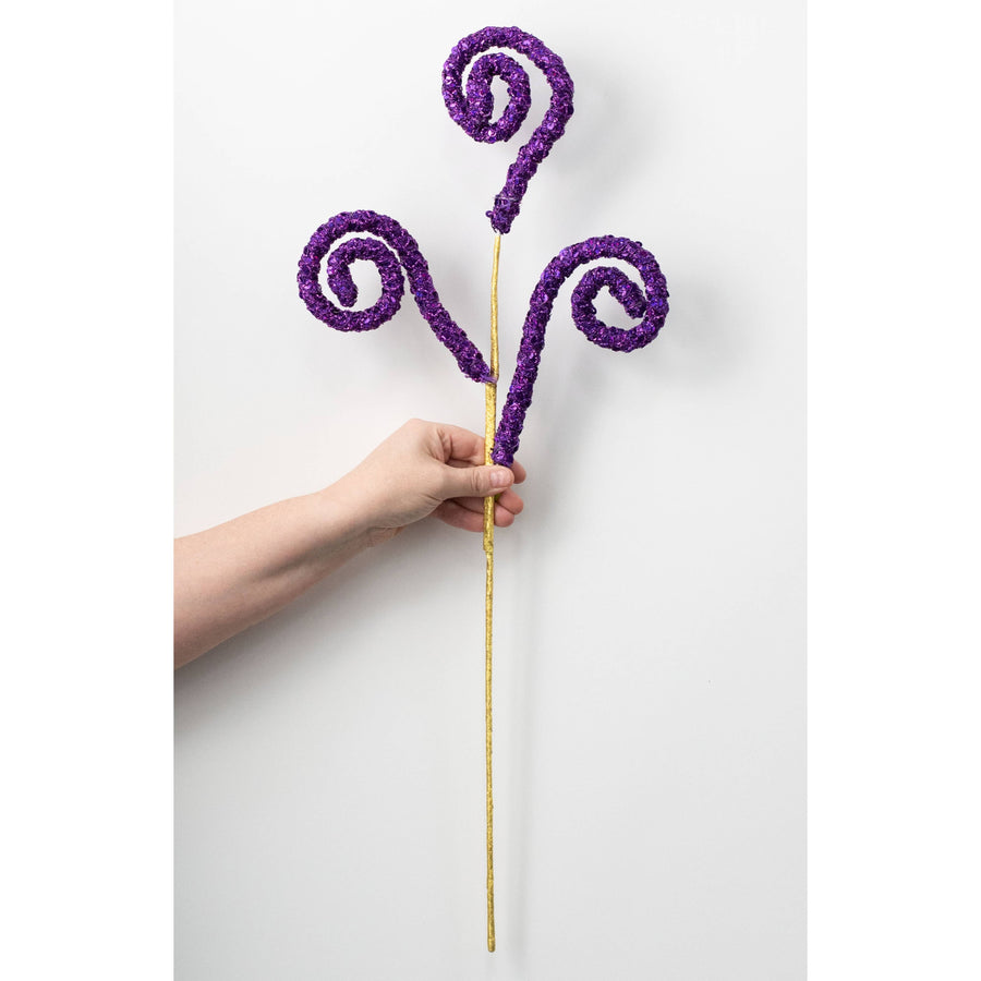 28" Sequin Spiral Curly Spray: Purple