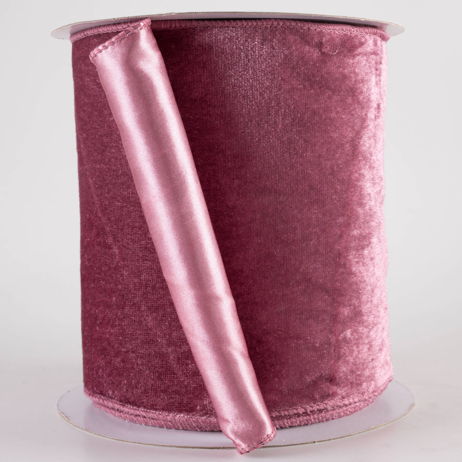 6" Deluxe Velvet Satin Backing Ribbon: Dusty Rose (10 Yards)