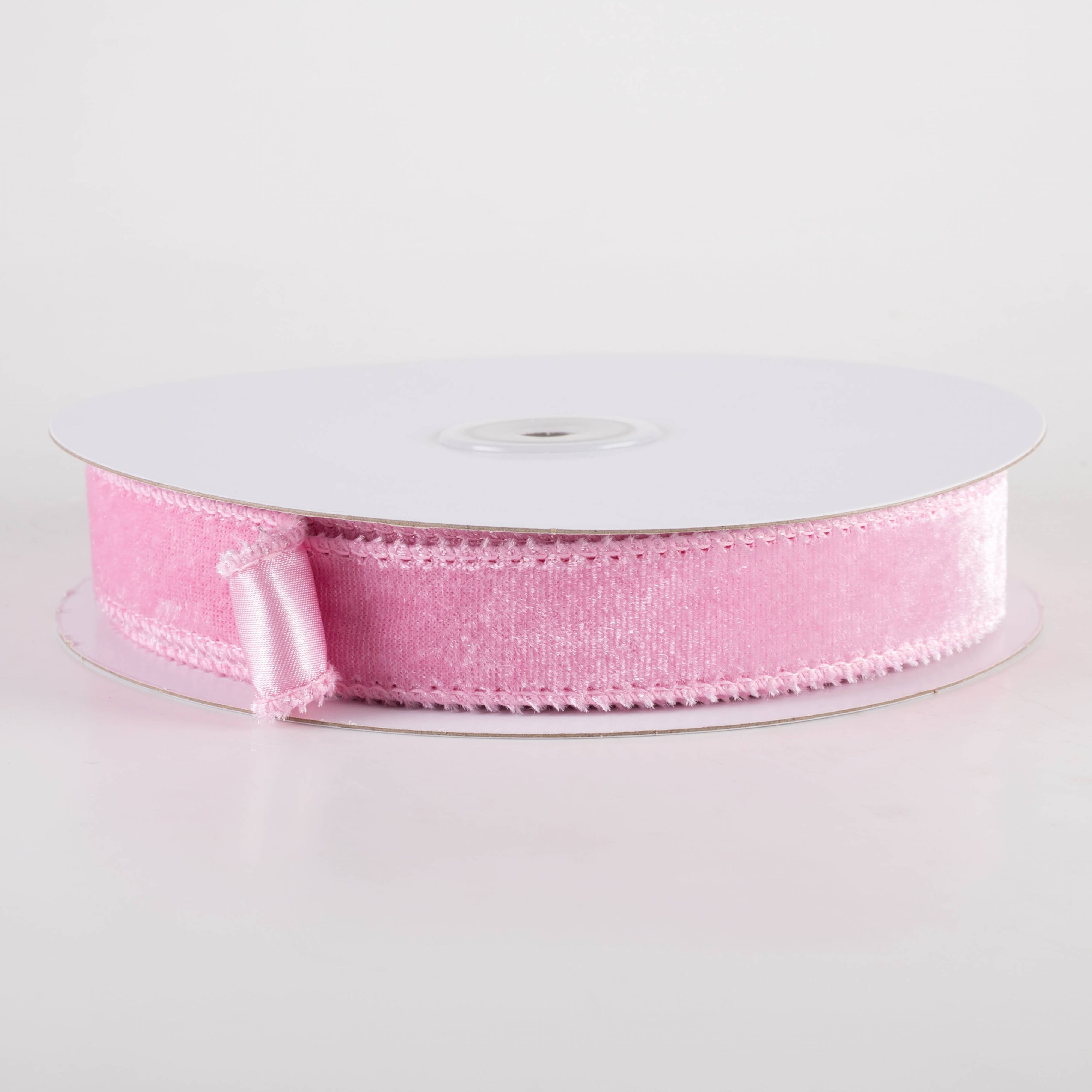 7/8" Deluxe Velvet Satin Backing Ribbon: Light Pink (10 Yards)