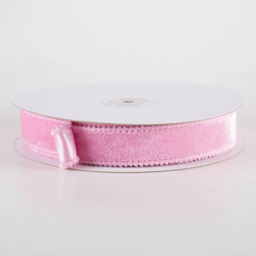 7/8" Deluxe Velvet Satin Backing Ribbon: Light Pink (10 Yards)
