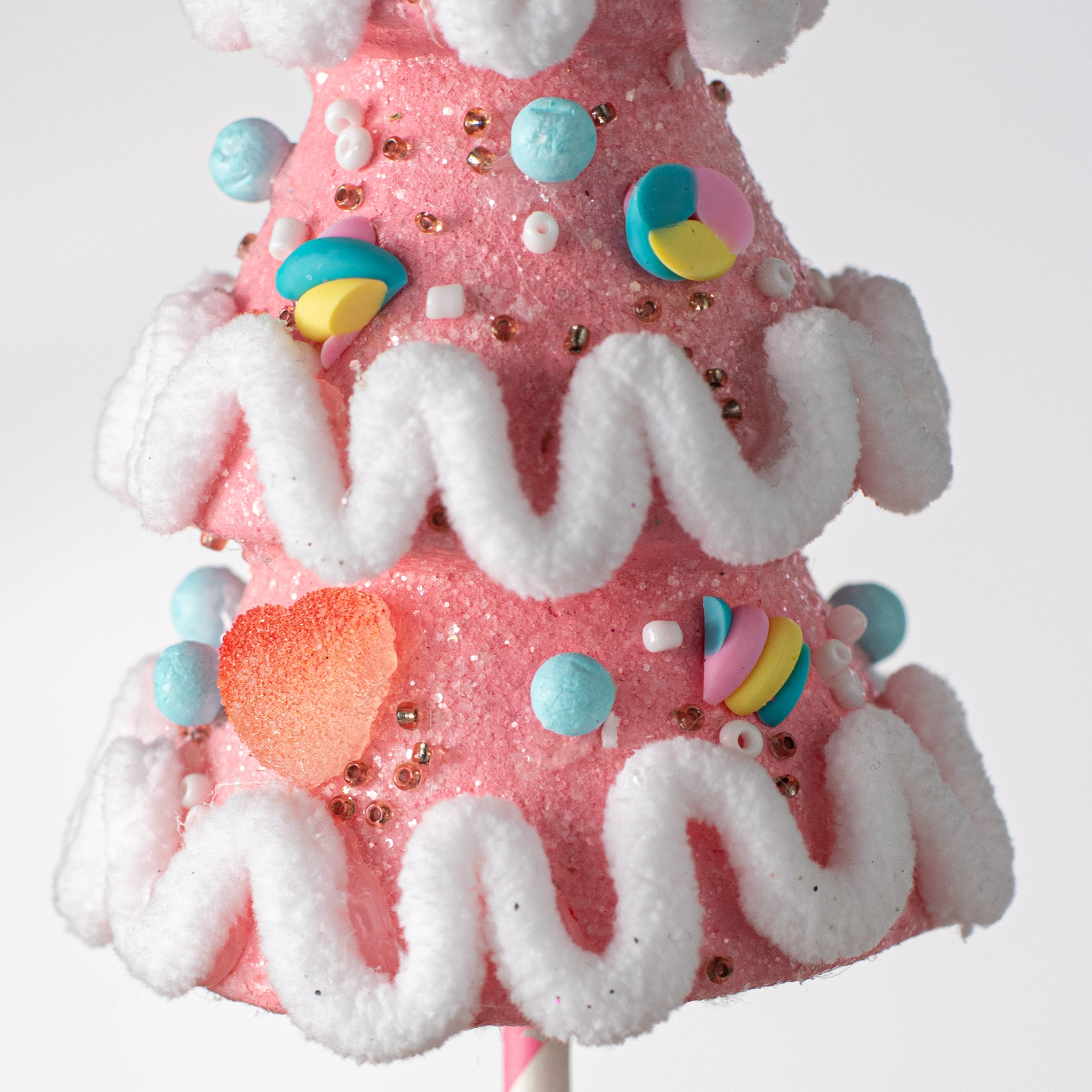 8" Christmas Tree Cupcake Ornament: Pink