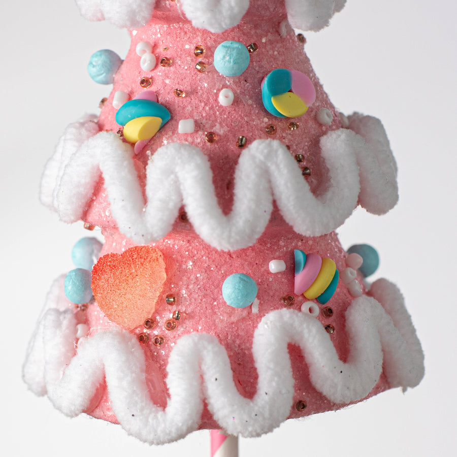 8" Christmas Tree Cupcake Ornament: Pink