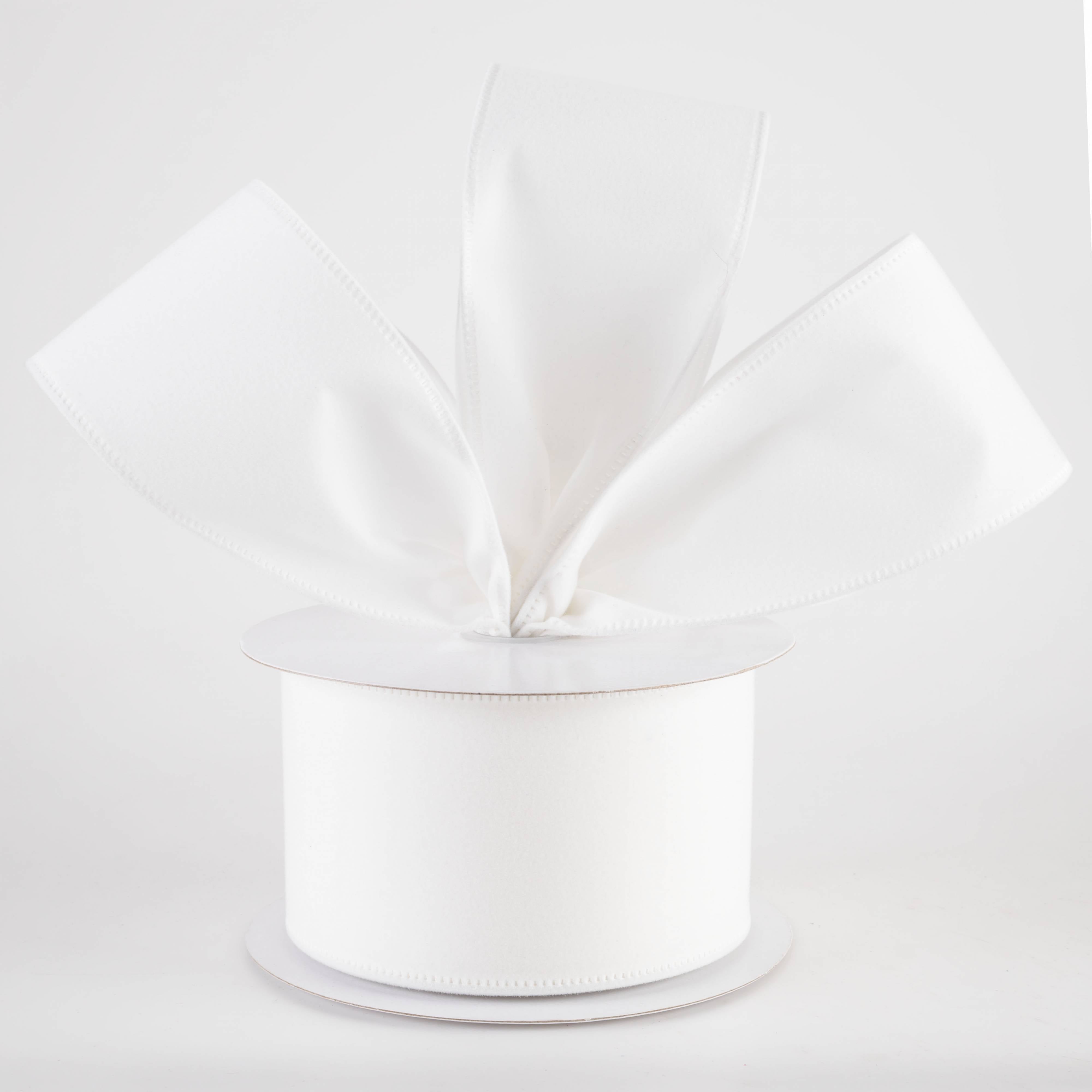 2.5" Value Velvet Ribbon: White (10 Yards)