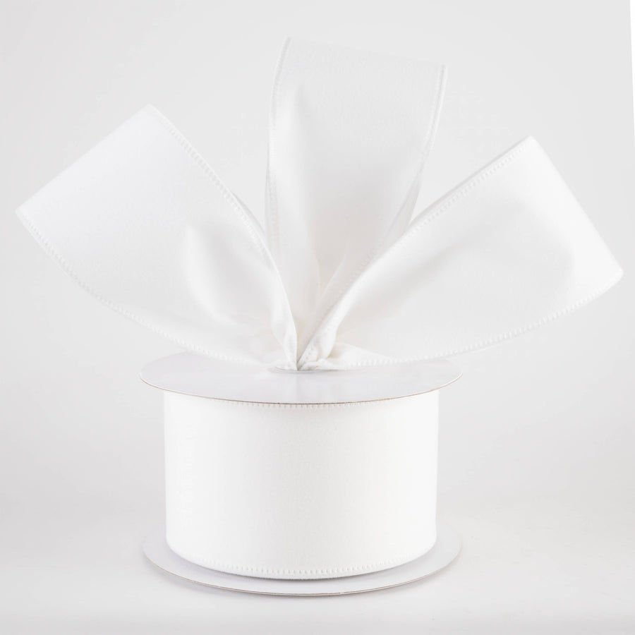 2.5" Value Velvet Ribbon: White (10 Yards)