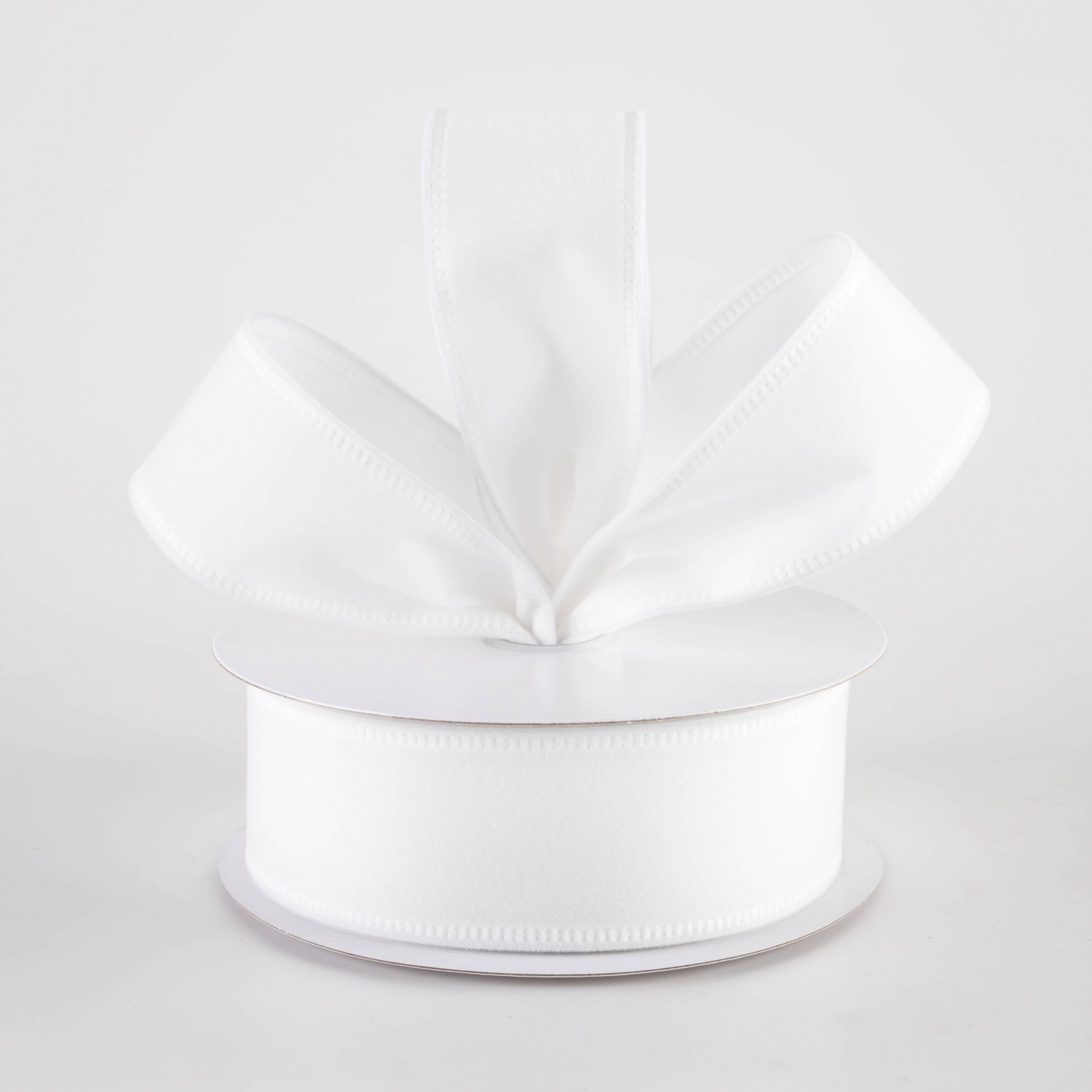 1.5" Value Velvet Ribbon: White (10 Yards)