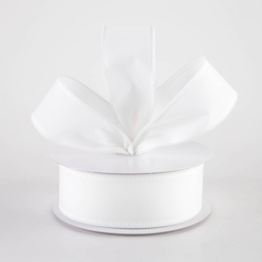 1.5" Value Velvet Ribbon: White (10 Yards)