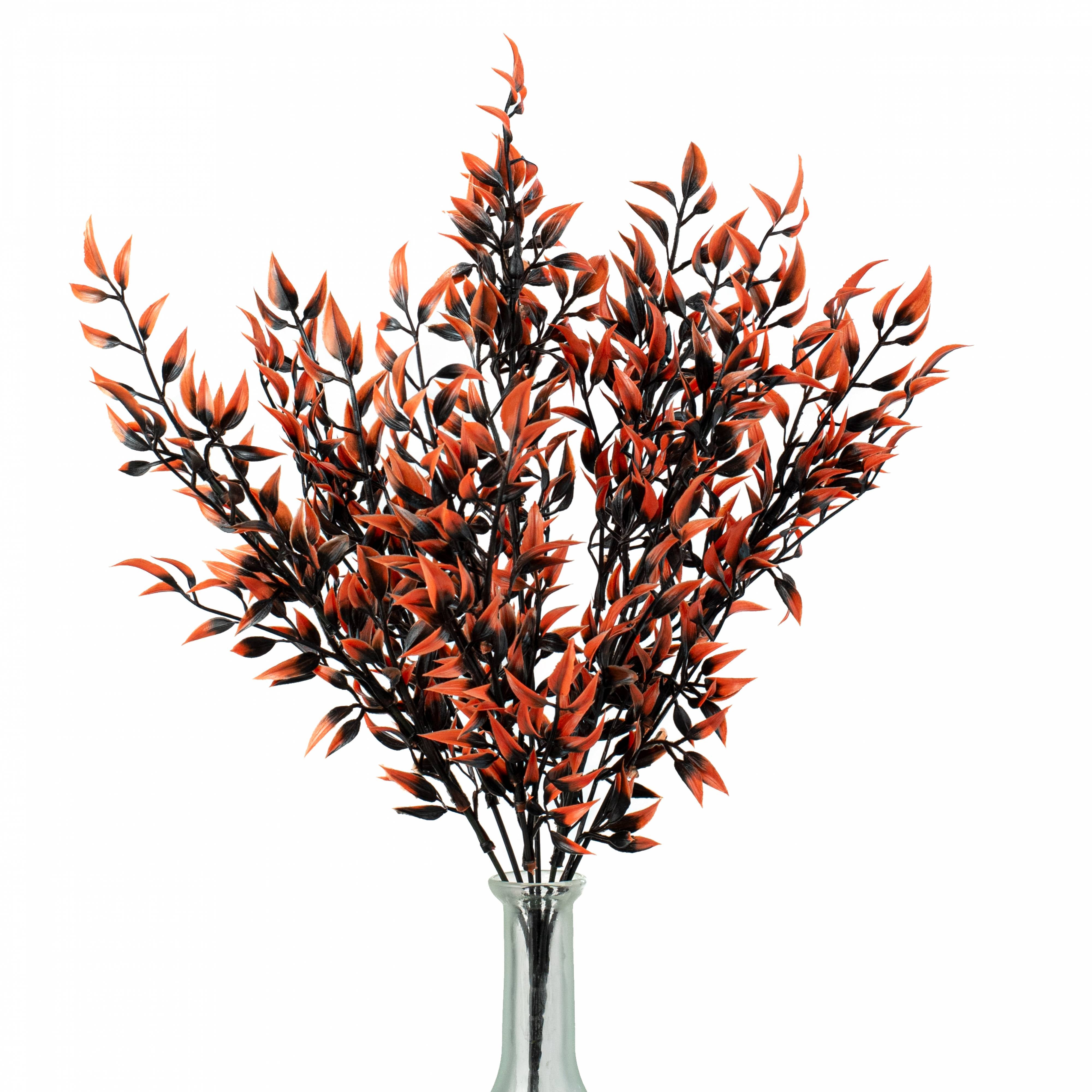 17" Halloween Leaf Bush: Orange & Black