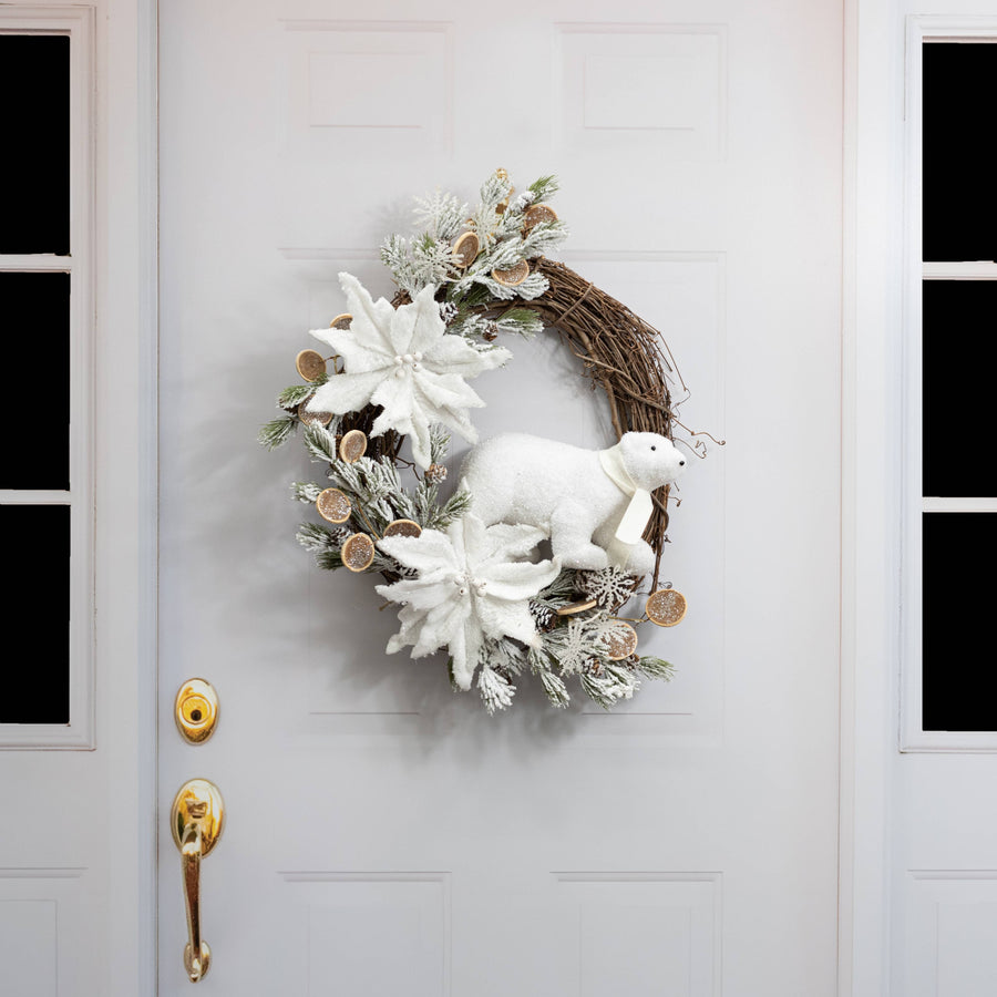 13" Flocked Polar Bear Decoration
