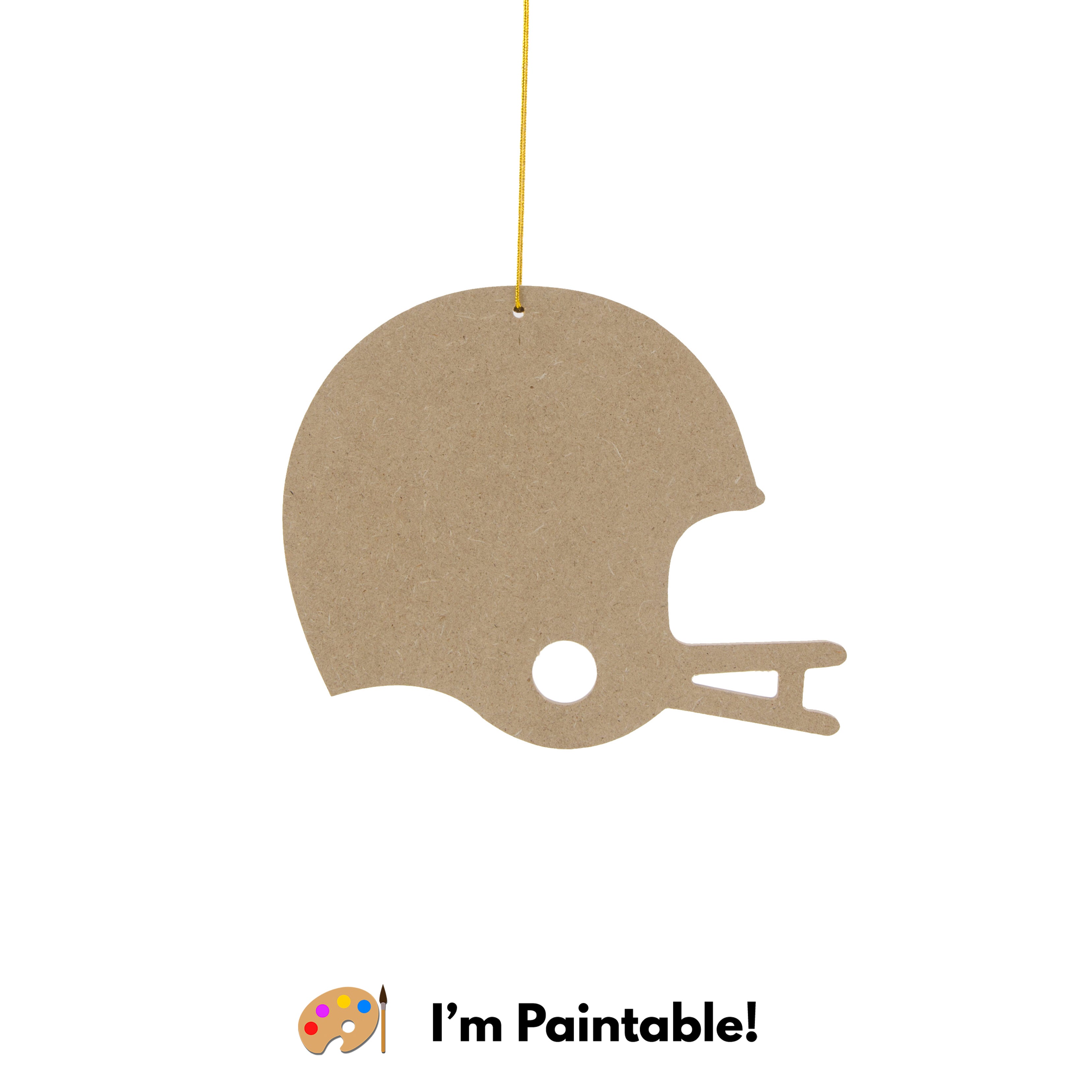 5" Wooden Football Helmet Ornament: Natural