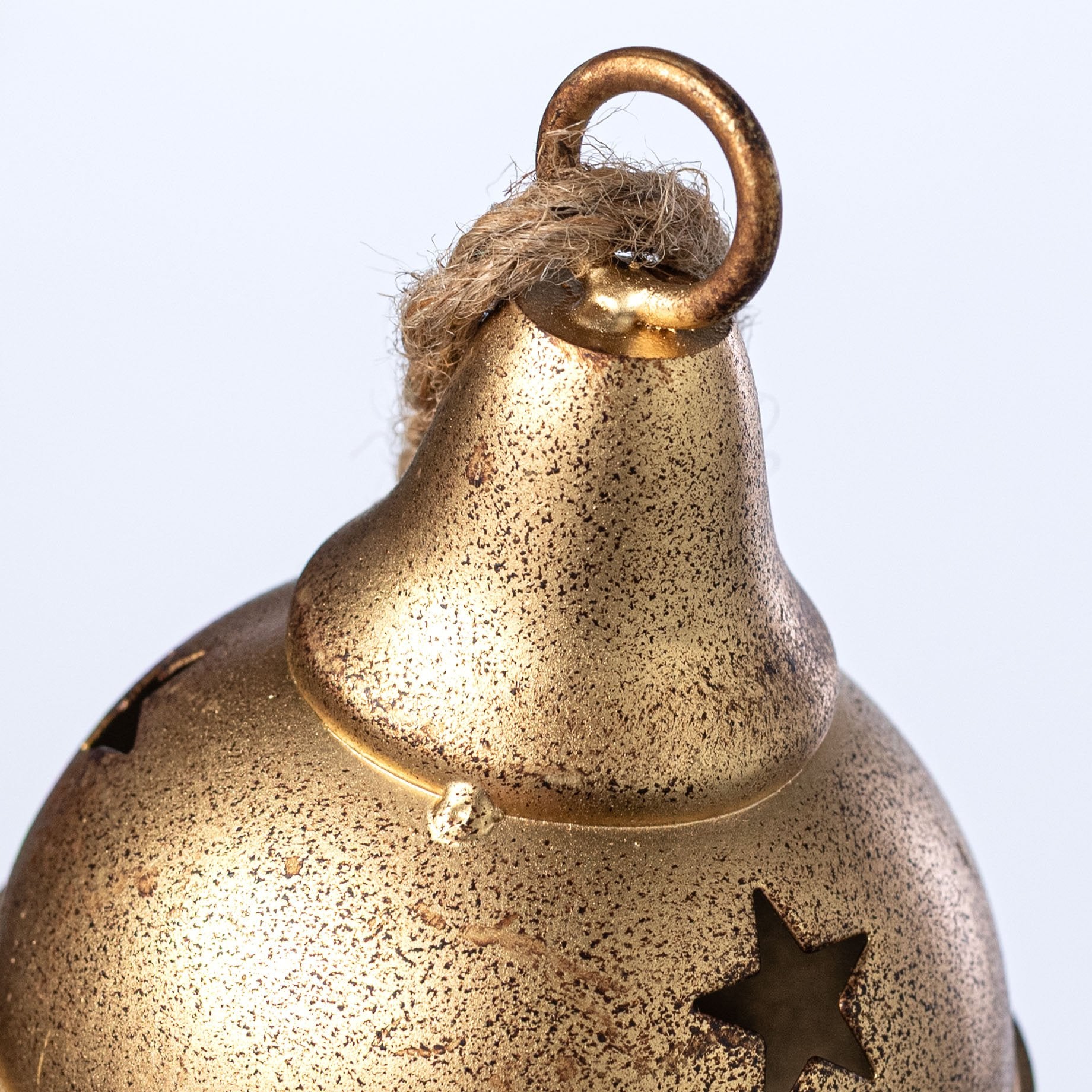 5.5" Distressed Metal Bell Ornament: Antique Gold detail photo 3