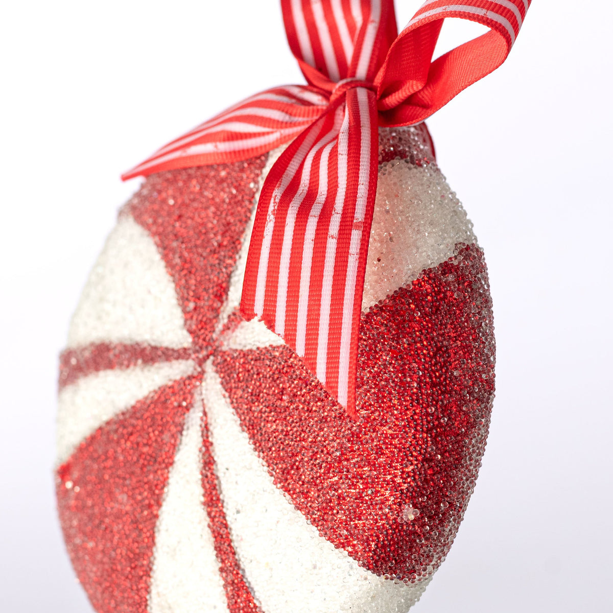 5.5" Iced Peppermint Ornament: Red & White detail photo 3