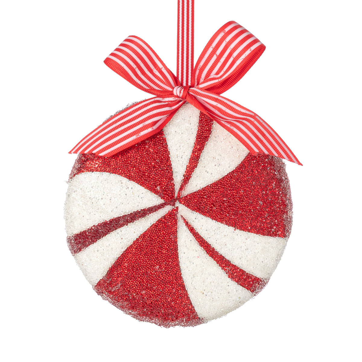5.5" Iced Peppermint Ornament: Red & White Item Number: XJ4473