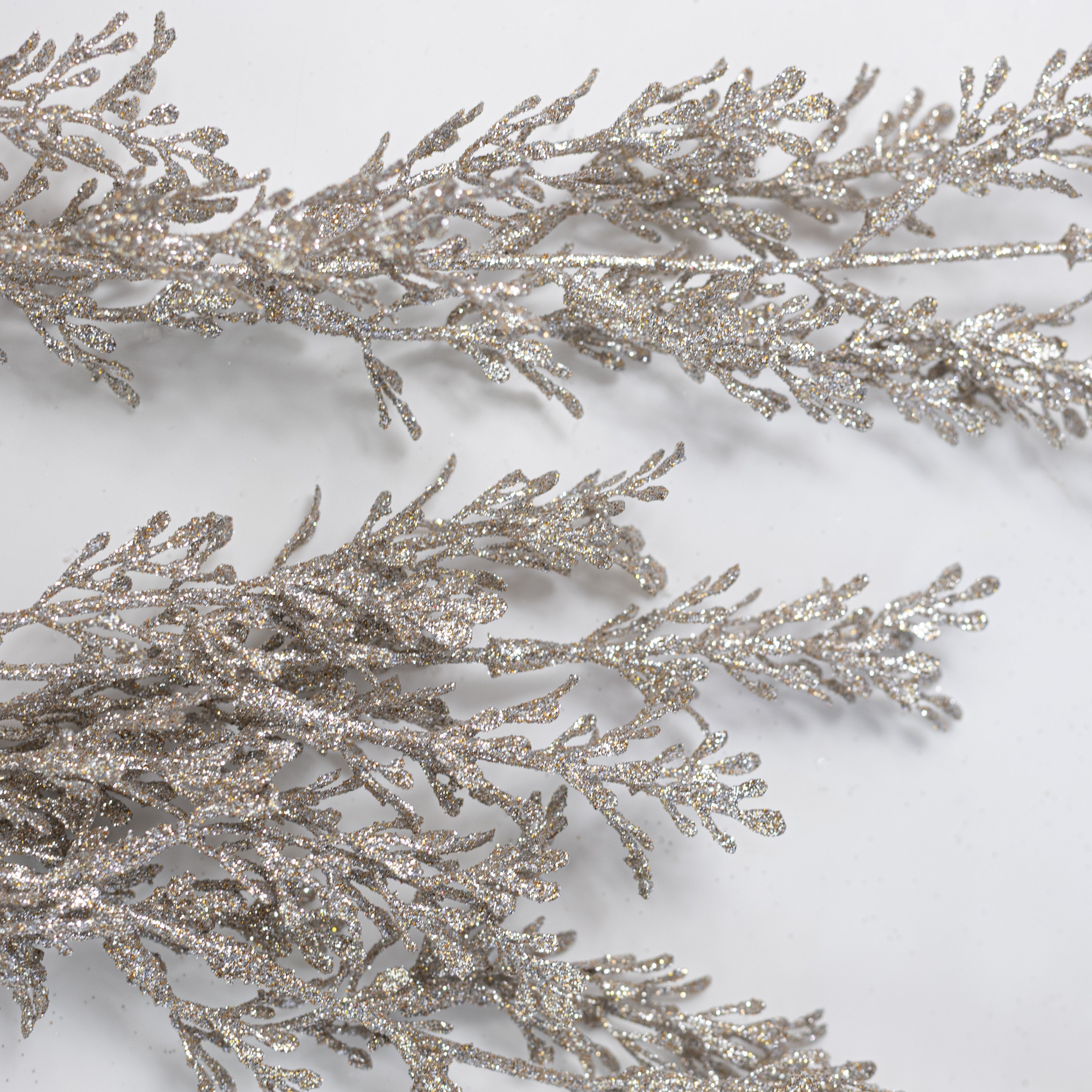 50" Glitter Mini Boxwood Spray: Platinum Silver detail photo 5
