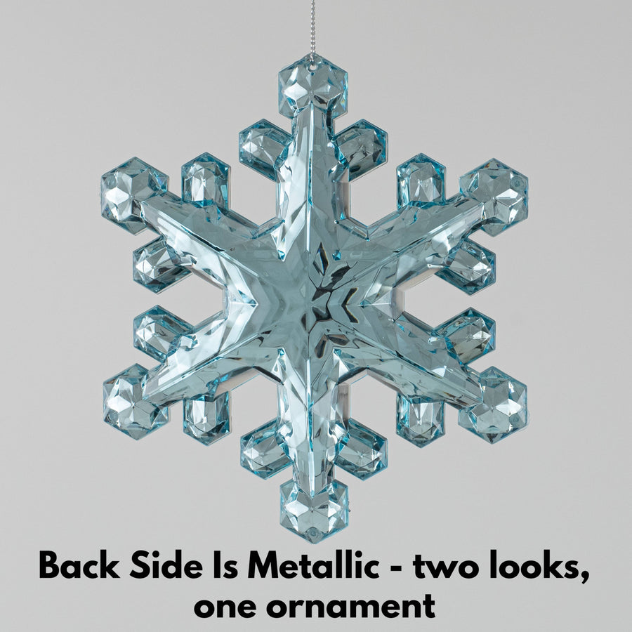 6" Jewel Snowflake Ornament: Aqua Blue