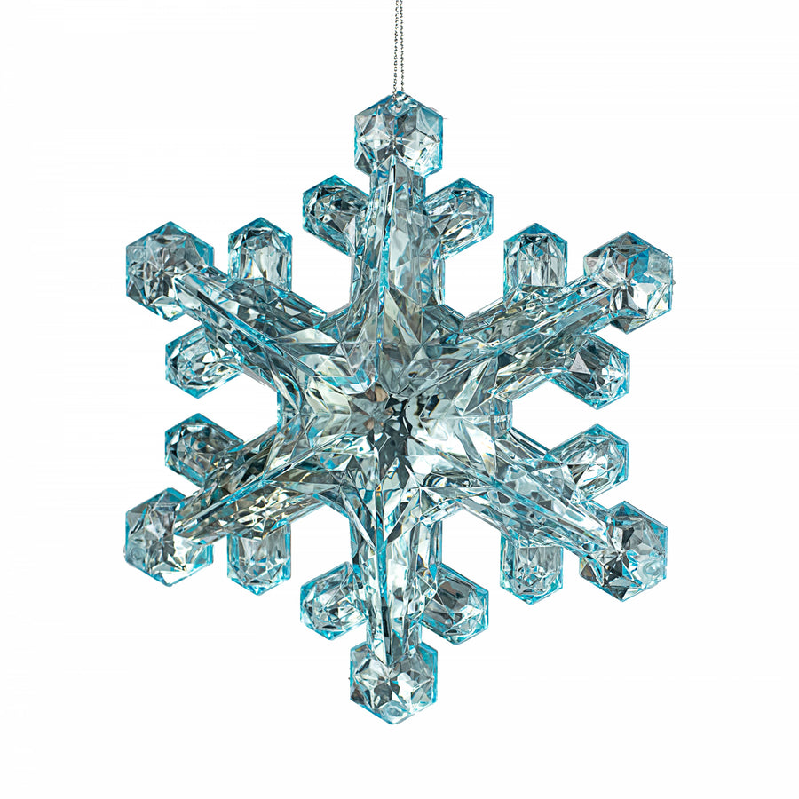 6" Jewel Snowflake Ornament: Aqua Blue