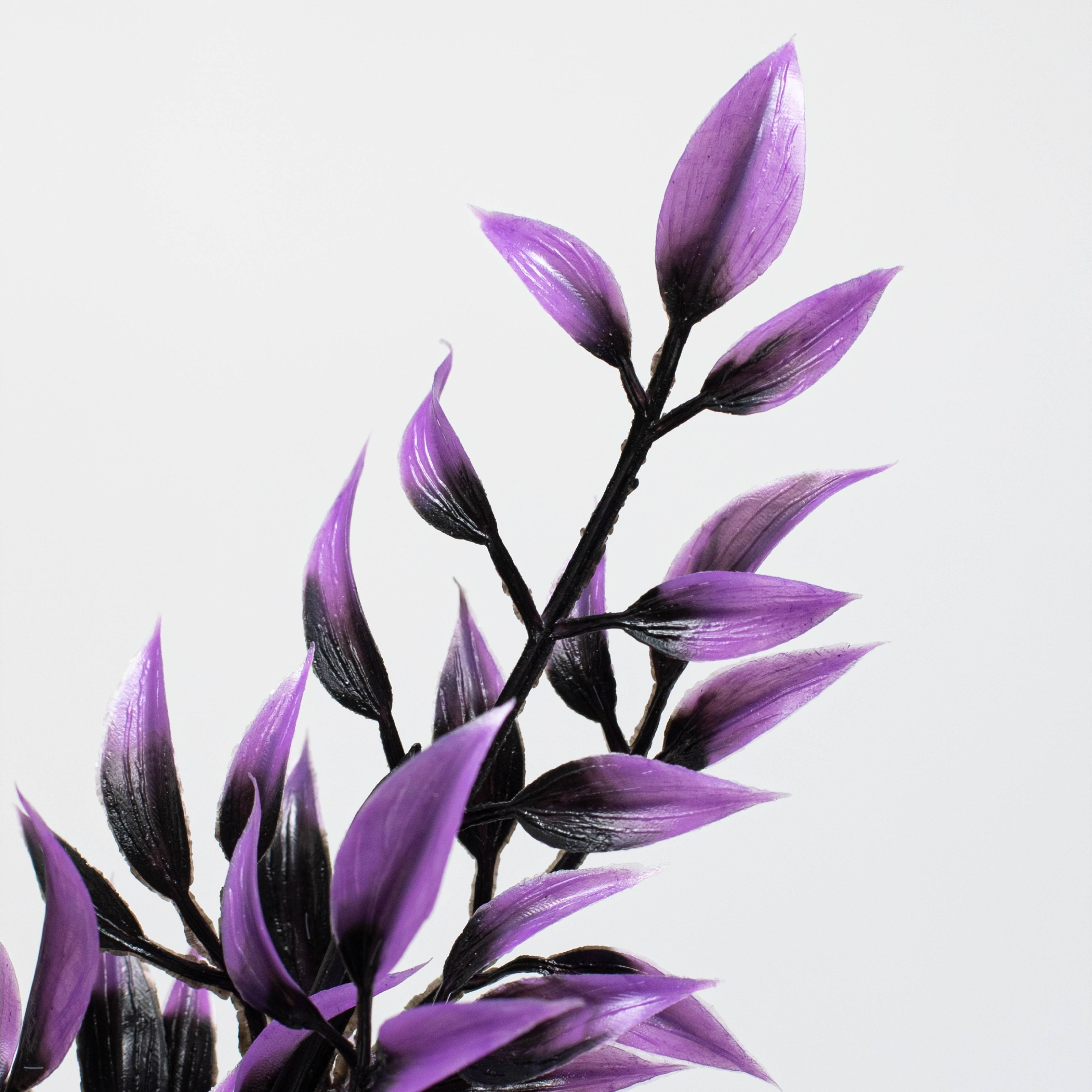 17" Halloween Leaf Bush: Black & Purple