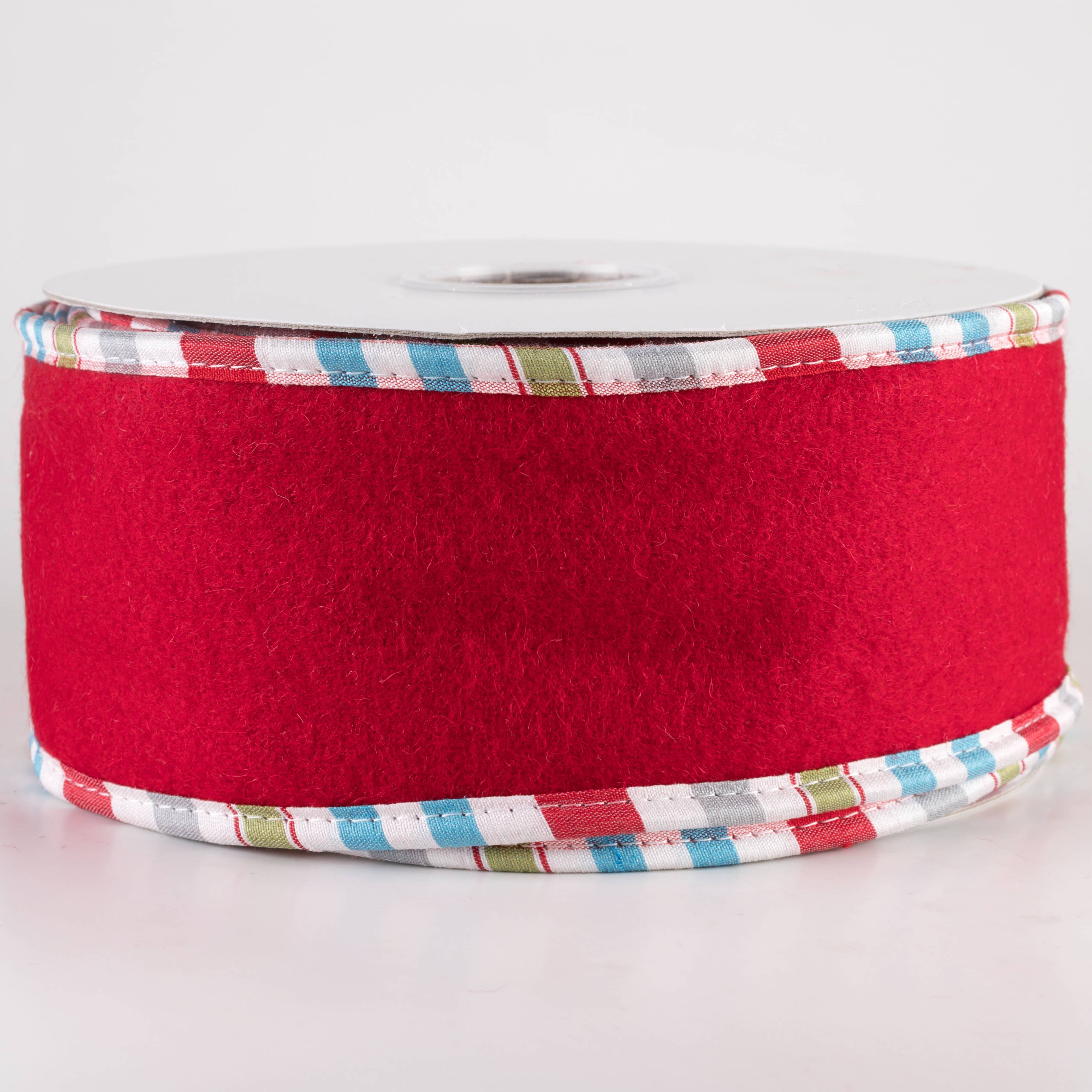 2.5" Felt Holiday Stripe Edge Designer Ribbon (10 Yards)