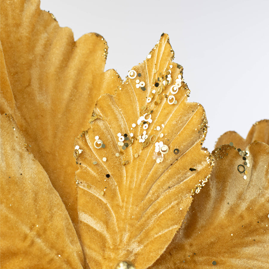 19" x 25" Jumbo Deluxe Velvet Poinsettia Stem: Antique Gold