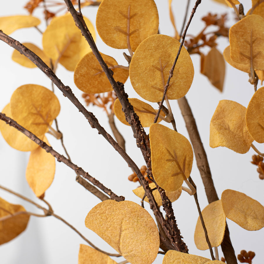 32" Seeded Eucalyptus Spray: Mustard Yellow