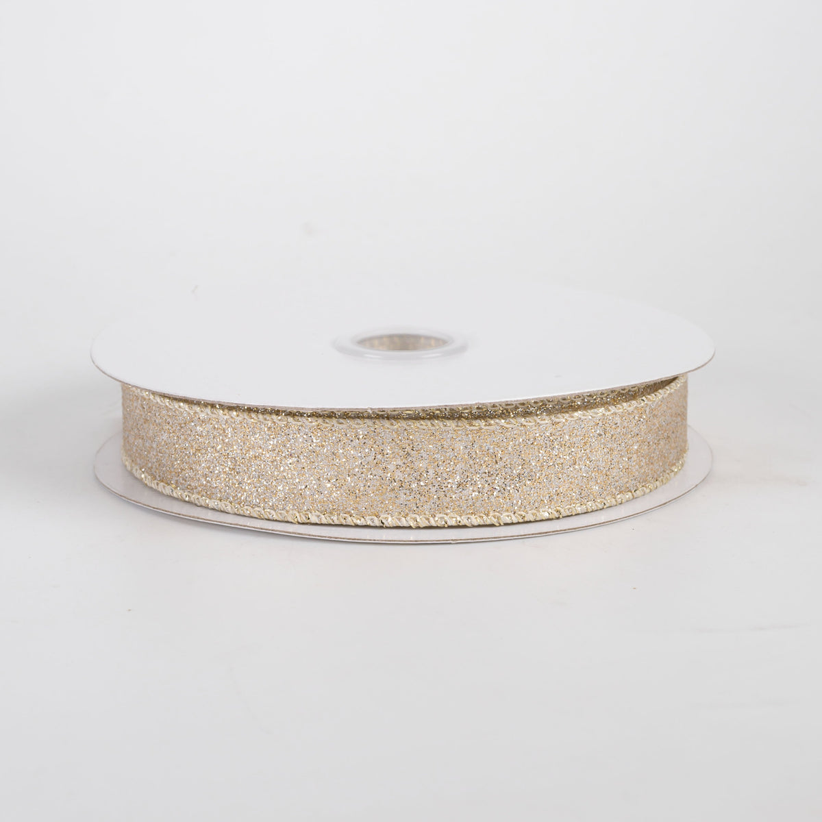 5/8" Shimmer Glitter Ribbon: Champagne Gold (10 Yards) Item Number: RGF108944