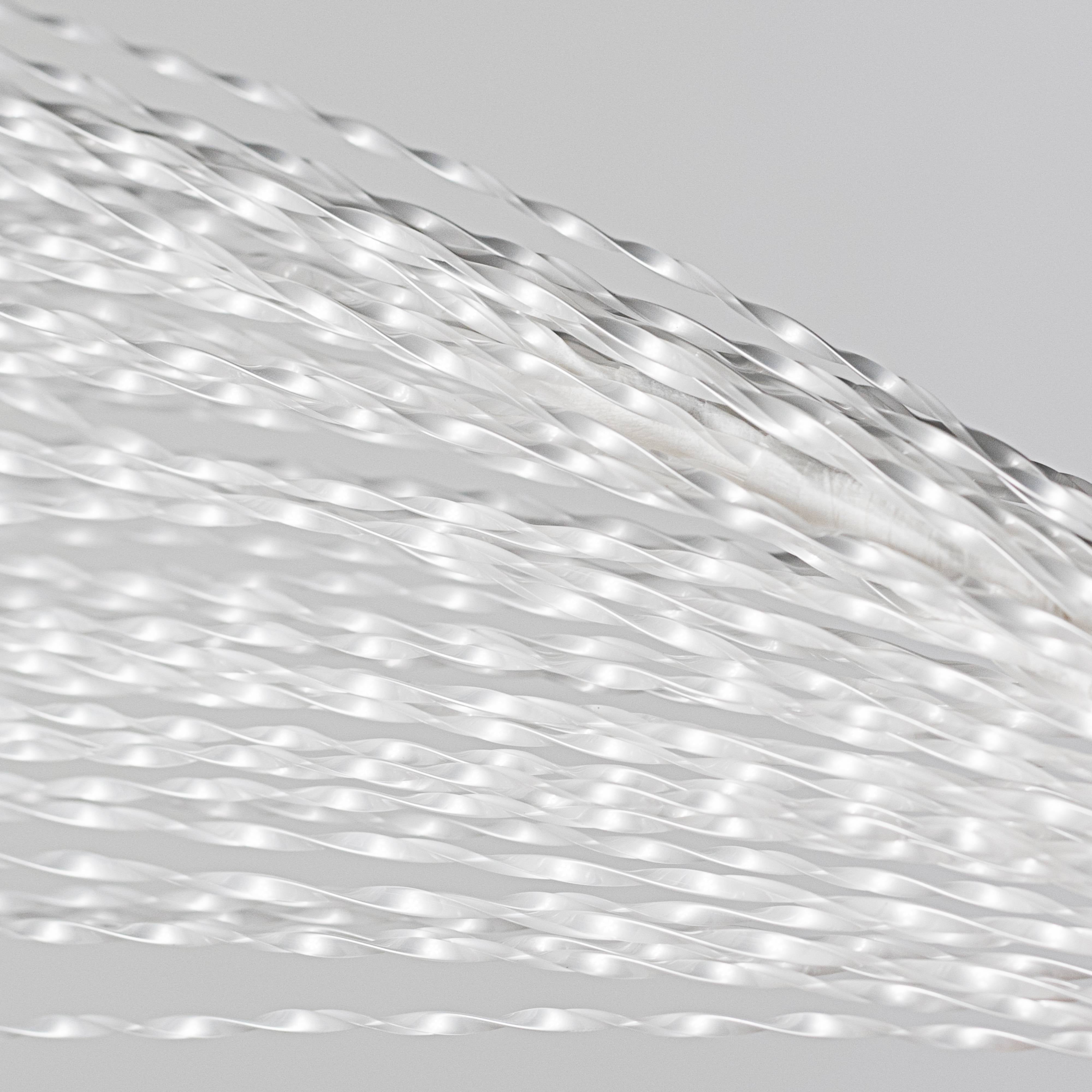 32" Metallic Twisted Grass Spray: White
