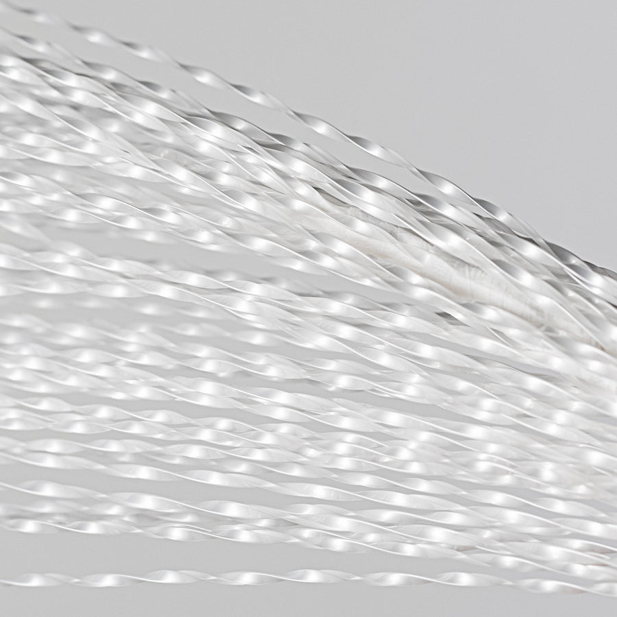 32" Metallic Twisted Grass Spray: White