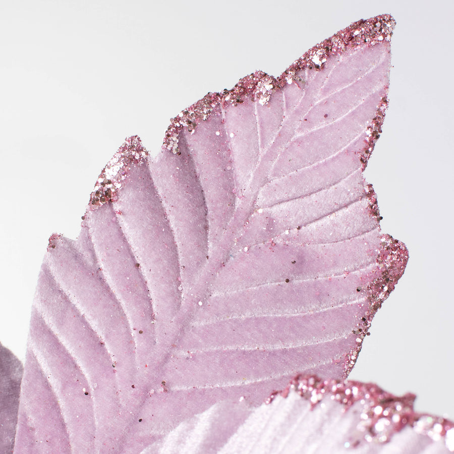 14" x 16" Velvet Poinsettia Stem: Lavender Pink