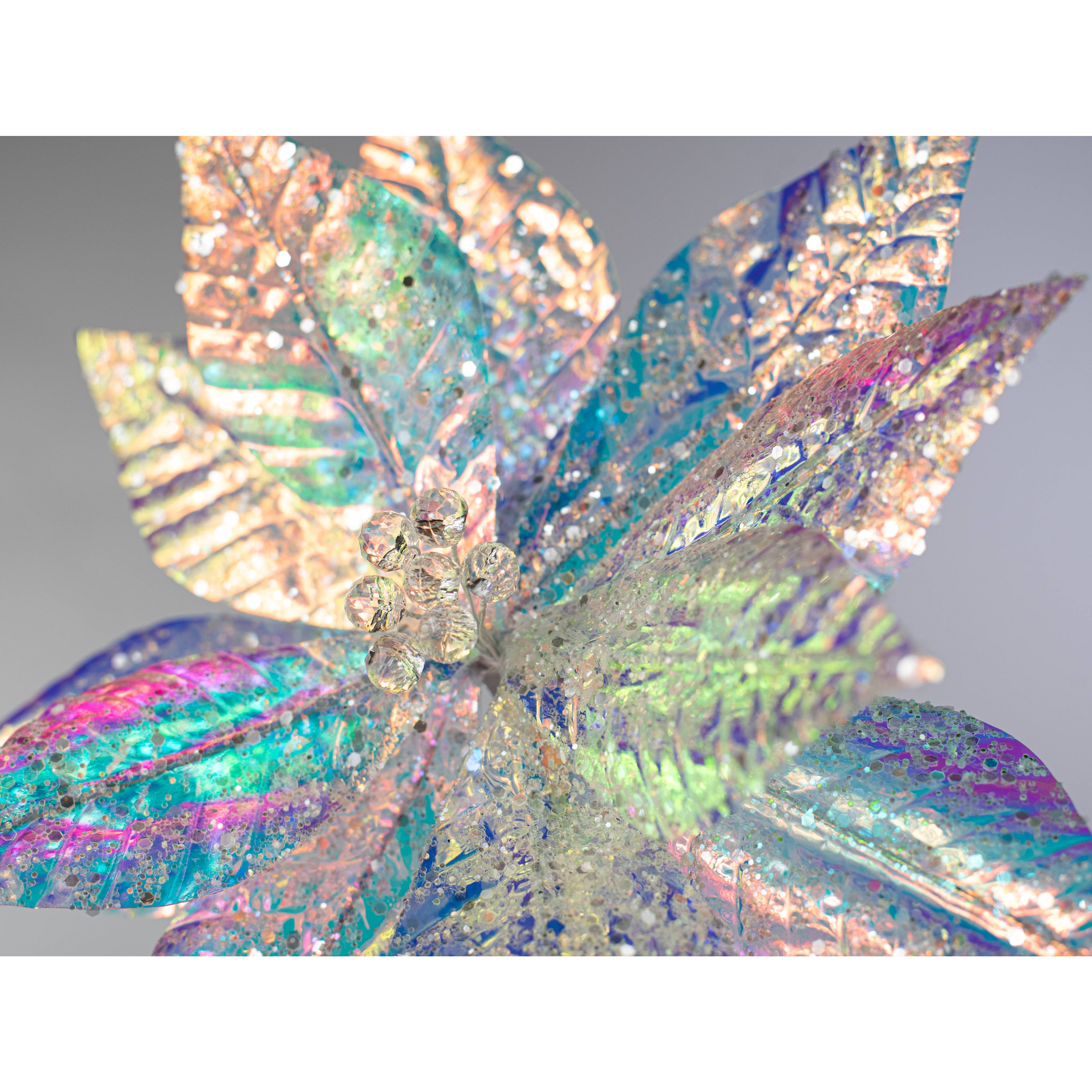 24" Poinsettia Stem: Iridescent