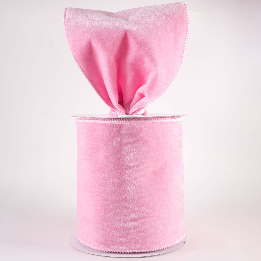 6" Deluxe Velvet Satin Backing Ribbon: Light Pink (10 Yards)