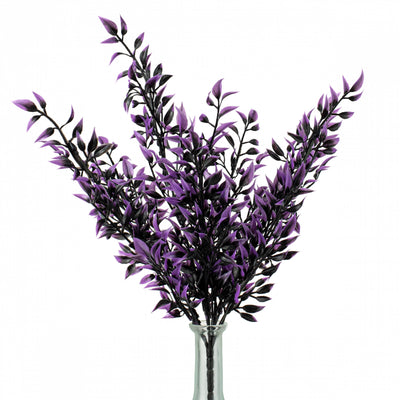17" Halloween Leaf Bush: Black & Purple