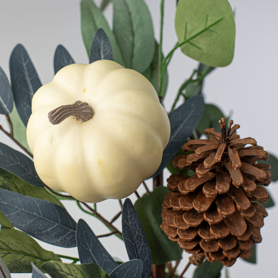 30" Pumpkin & Pinecone Spray: Smoke Blue & Cream