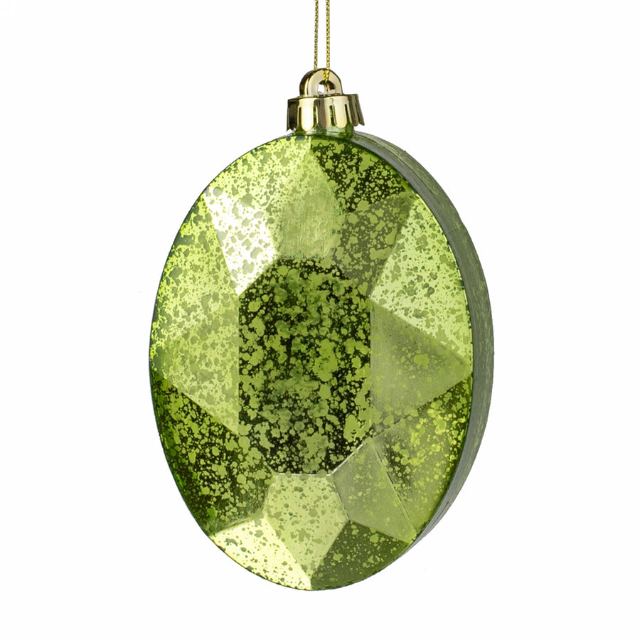 6.5" Antiqued Oval Gem Ornament: Mercury Spearmint Green