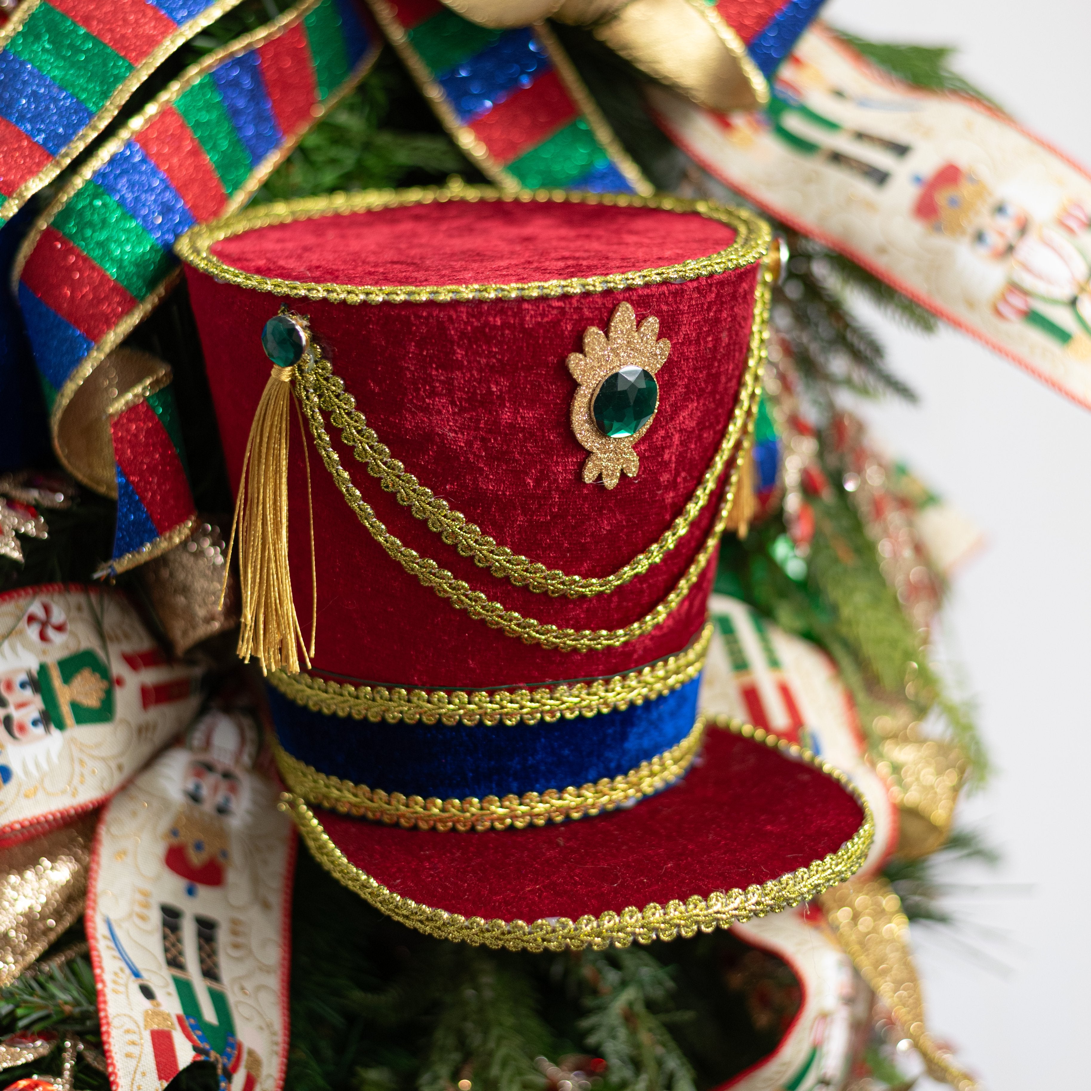 6.25" Velvet Nutcracker Hat Decoration: Preppy Christmas Lifestyle Photo