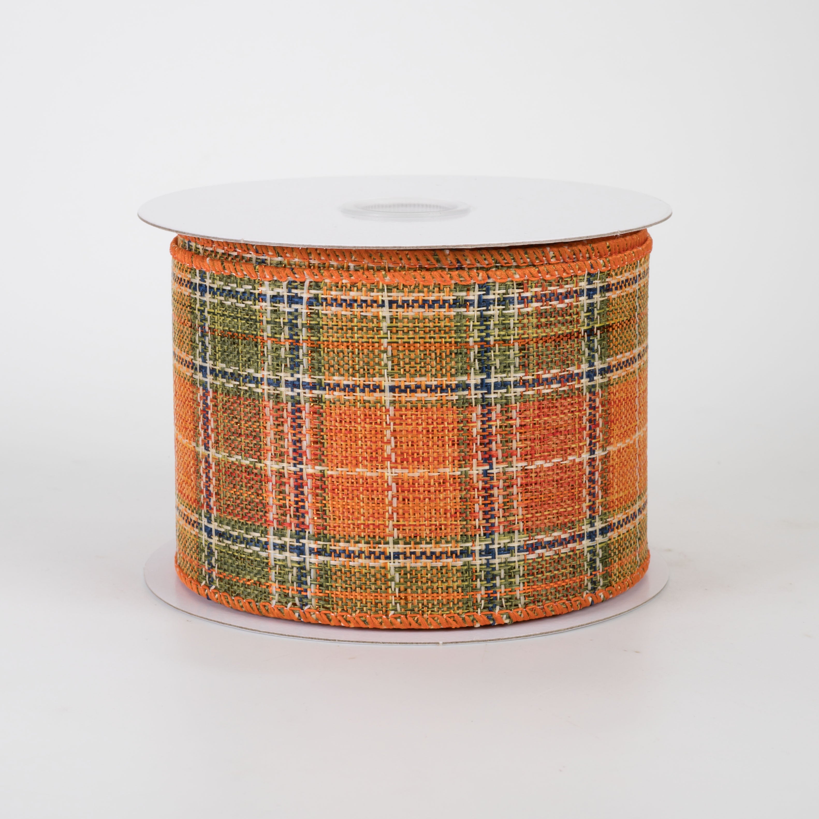 2.5" Coarse Weave Metallic Plaid Ribbon: Fall (10 Yards)