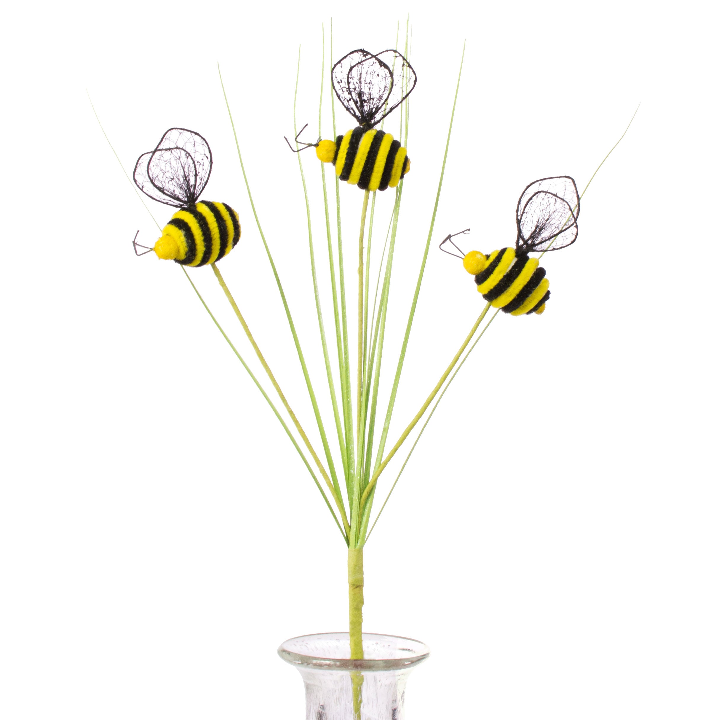 24" Honey Bee With Green Grass Floral Pick