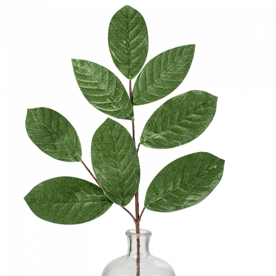 25" Velvet Magnolia Leaves Spray: Sage Green
