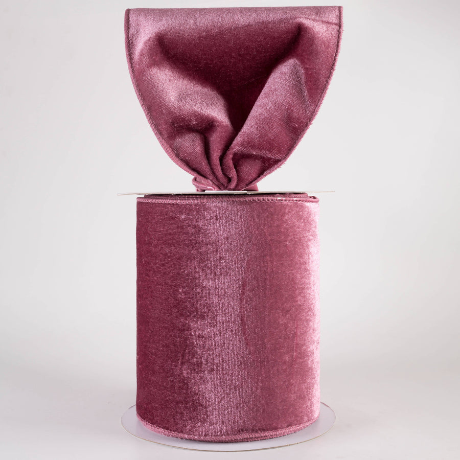 6" Deluxe Velvet Satin Backing Ribbon: Dusty Rose (10 Yards)