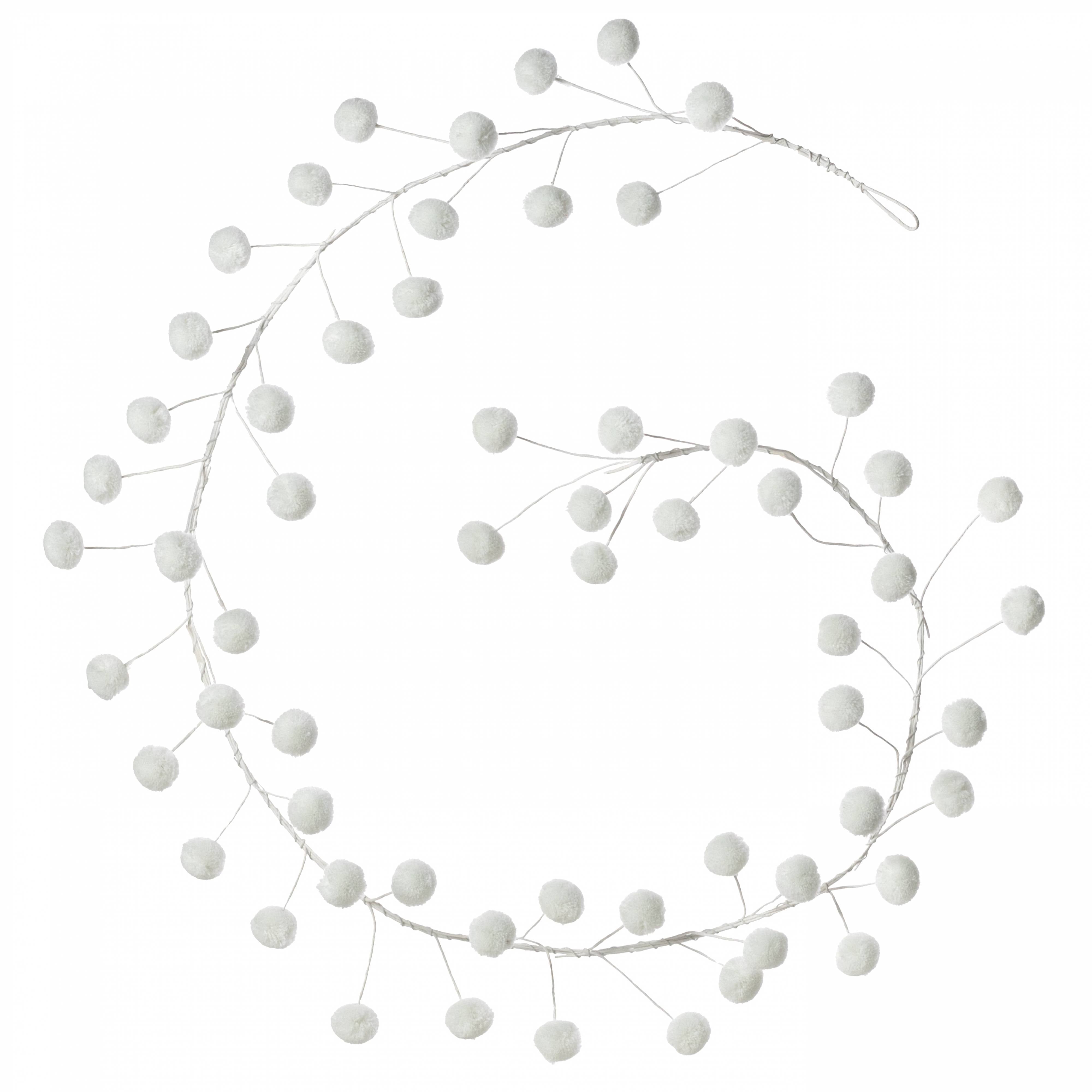 5' Pom Pom Wire Garland: White