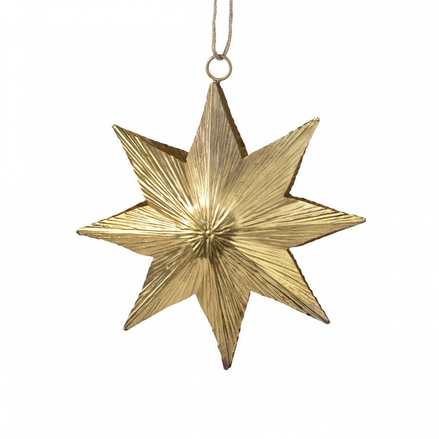 5.5" Hanging Star Ornament: Antique Gold