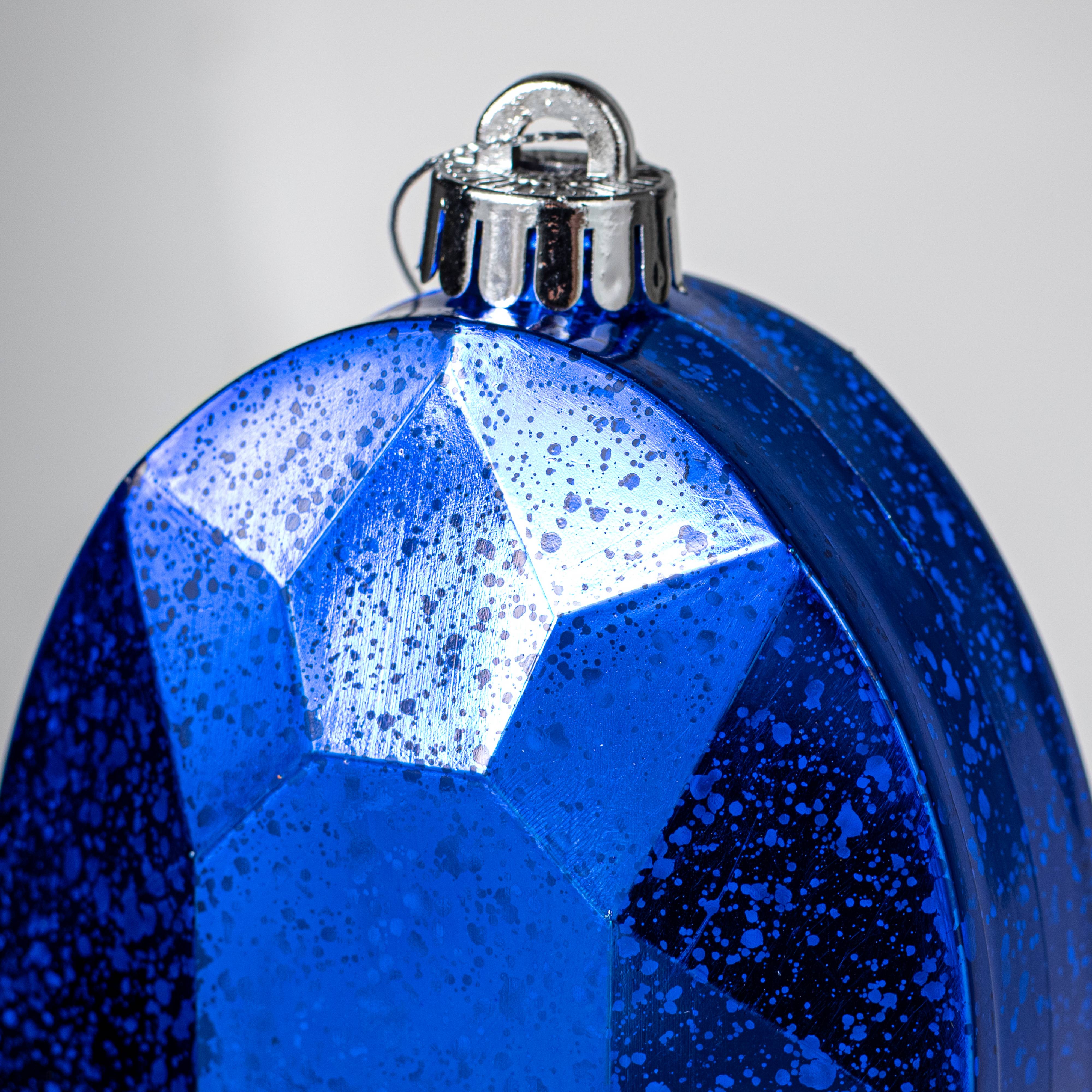6.5" Antiqued Oval Gem Ornament: Mercury Royal Blue