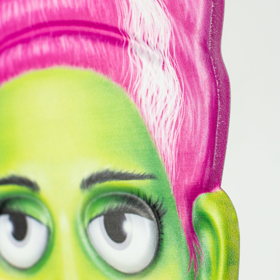 12" Embossed Metal Mrs. Frankenstein Head Decoration: Pink