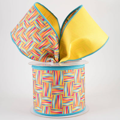 4" Double Sided Fused Multicolor Basketweave Ribbon (10 Yards)