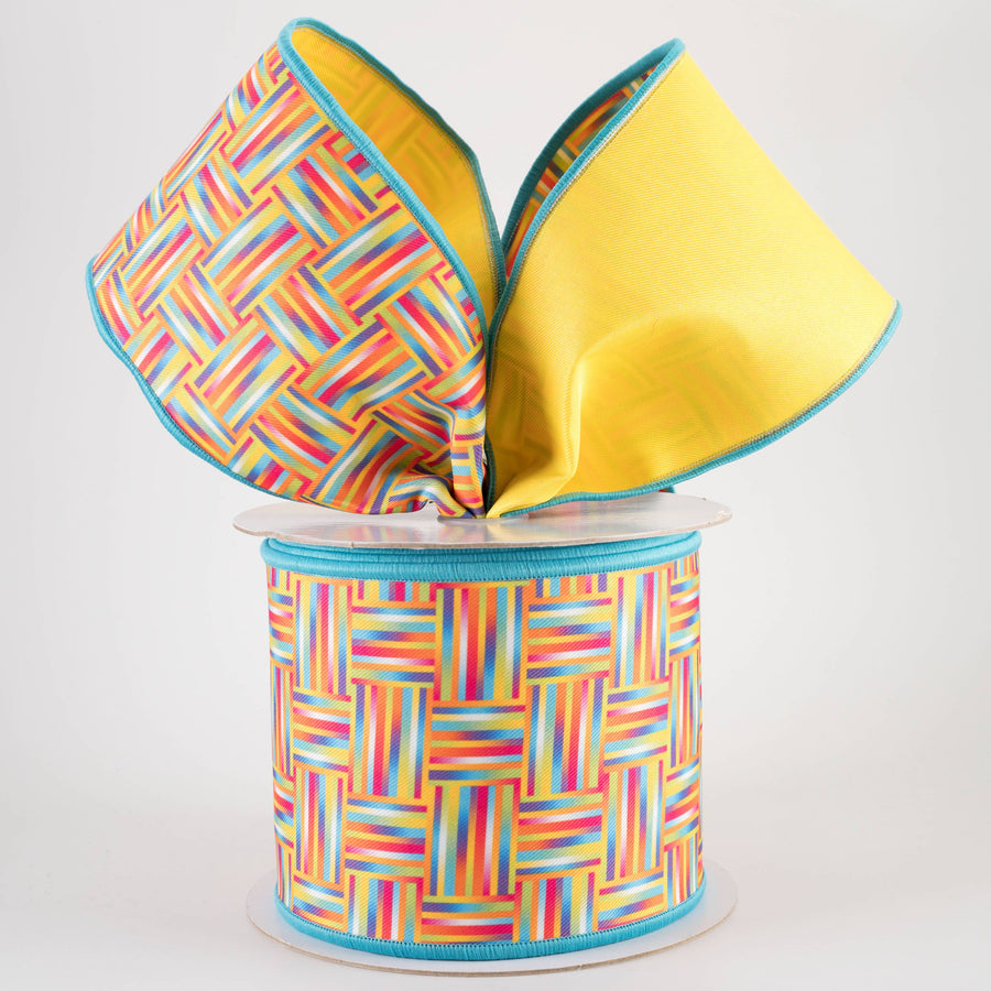 4" Double Sided Fused Multicolor Basketweave Ribbon (10 Yards)