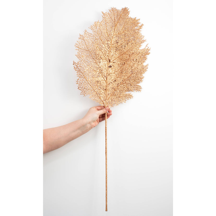 36" Glitter Sea Fan Spray: Copper Gold